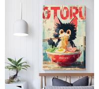 POLIUAWS Ramen Cat Adventure Wall Canvas Art for Bedroom for Teens Girl Women Living Room Decoration Hallway Pictures 24x36inch(60x90cm)