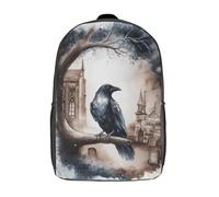 POLIUAWS Raven's Gaze Gothic Reverie Rucksacks 3D Printed Children Backpacks Backpacks Fashion Casual Daypack Cute Travel Bags Outdoor Casual Daypack for Boy And Girl 17inch