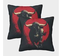 POLIUAWS Red Bull Fury Pillow Case Covers, Pillow Case Set of 2 Throw Pillow With Envelope Closure Covers Polyester 40x40cm