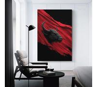 POLIUAWS Red Fury Bull's Wrath Artwork for Living Room Wall Art Cute Room Decor Ready to Hang 16x24inch(40x60cm)