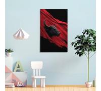 POLIUAWS Red Fury Bull's Wrath Pictures for Hallway Canvas Art Prints for Special Occasions 12x18inch(30x45cm)