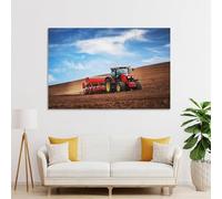 POLIUAWS Red Tractor Plowing Field Under Blue Sky Wall Decorations for Bedrooms For Teens Game Boys Room Wall Decor Large Abstract Canvas Wall Art 08x12inch(20x30cm)