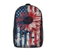 POLIUAWS Red, White & Blue Bloom Children's Backpacks School Backpack 3D Printed Bag Bookbag for Kids Travel Rucksacks Boy Girl Book Bags Kids School Bag 17inch