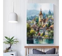 POLIUAWS River Town Serenity Art Work for Home Walls For Home Modern Decoration Wall Pictures 16x24inch(40x60cm)