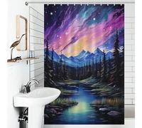 POLIUAWS Rocky Mountain Aurora Quick Drying Proof Resistant Modern Fabric Bathroom Decor Set for Stalls Bathtubs 46.85x70.87Inch（119x180cm）