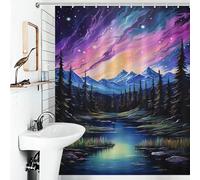 POLIUAWS Rocky Mountain Aurora Quick Drying Proof Resistant Modern Polyester Water Repellent for Bathroom Bathtub Apartment Decor 56.30x70.87Inch（143x180cm）