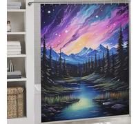 POLIUAWS Rocky Mountain Aurora Washable Waterproof Cloth Fabric Modern Polyester Water Repellent for Bathtub Shower Stall 69.69x70.87Inch（177x180cm）