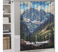 POLIUAWS Rocky Mountain National Park Illustration Modern Polyester Water Repellent Fabric Polyester Bath Shower Curtains Mildew for Stalls Bathtubs 64.17x70.87Inch（163x180cm）