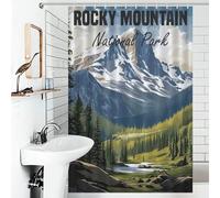 POLIUAWS Rocky Mountain National Park with Hooks Waterproof Fabric Bathroom Curtains Modern Art for Kids Women Men 46.85x70.87Inch（119x180cm）