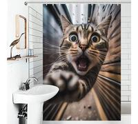 POLIUAWS Rogue Cat on The Loose Fabric Polyester Shower Curtains Set with 12 Hooks for Bathroom Bathtub Apartment Decor 46.85x70.87Inch（119x180cm）