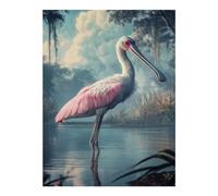 POLIUAWS Roseate Spoonbill in Marsh Diamond Painting Kits Adults for Adults Beginner Art Embroidery Kit Gem Art Crafts 12"x16" Diamond Painting