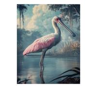 POLIUAWS Roseate Spoonbill in Marsh Diamond Painting Kits Adults for Home Wall Decor Relaxing Fun Art Embroidery Kit Gem Art Crafts 16"x20" Diamond Painting