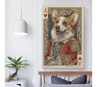 POLIUAWS Royal Corgi Playing Card Wall Pictures Living Room Kitchen Home Decorations Living Wall 24x36inch(60x90cm)