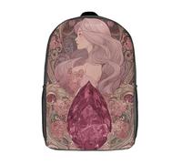 POLIUAWS Ruby Radiance Art Nouveau Elegance Children's School Backpack Fashion Casual Children's Backpacks 3D Printed School Bags Boy School Backpack Large Backpack 17inch