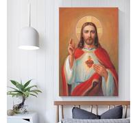 POLIUAWS Sacred Heart Of Jesus Poster Customisable with Canvas, Home Office Decor Living Room Bedroom Woman Birthday Gift Idea 20x30inch(50x75cm)
