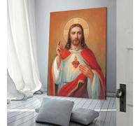 POLIUAWS Sacred Heart Of Jesus Poster Wall Decoration Nordic Retro Poster Modern Home Decor Art Canvas Prints Birthday Gifts Women 20x30inch(50x75cm)