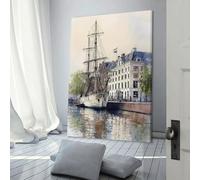 POLIUAWS Sailing by The Canal Modern Wall Art Home Office Kitchen Gallery Corridor Bathroom Wall Decor Ready To Hang 12x18inch(30x45cm) Home Decoration Living Room