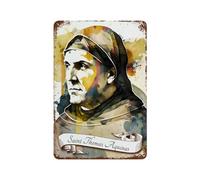 POLIUAWS Saint Thomas Aquinas OP Metal Retro Wall Poster Decor Man Cave 11.8"x7.9"