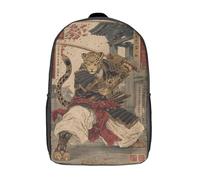 POLIUAWS Samurai Leopard Warrior Rucksacks 3D Printed Children Backpacks Backpacks Fashion Casual Daypack Cute Travel Bags Outdoor Casual Daypack for Boy And Girl 17inch