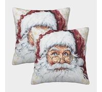 POLIUAWS Santa's Festive Gaze Pillow Covers Cases 50x50cm, Set of 2, Decorative Cushion Covers for Sofa Couch Bedroom Living Room