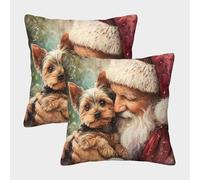 POLIUAWS Santa's Furry Friend Pillowcase for Hair And Skin Cute Pattern Pillow Cover Envelope Pillow Case Set of 2 Soft And Cozy Abstract Pillowcase 40x40cm