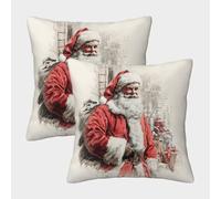 POLIUAWS Santa's Gift Delivery Pillow Cases Standard Size Set of 2 Polyester Pillowcase Pillow Covers Soft And Funny 45x45cm