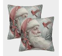 POLIUAWS Santa's Winter Gaze Pillow Covers Cases 45x45cm, Set of 2, Decorative Cushion Covers for Sofa Couch Bedroom Living Room