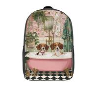 POLIUAWS School Backpack for Girls Chic Dogs in Bubble Bath Backpack 3D Printed Boy Girl School Backpack Casual Daypack Lightweight Rucksack for Middle School Students 17inch