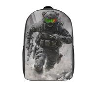 POLIUAWS School Backpack for Girls Future Soldier in Action Backpack 3D Printed Boy Girl School Backpack Casual Daypack Lightweight Rucksack for Middle School Students 17inch