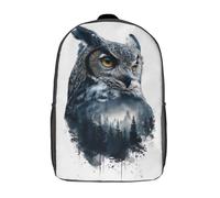 POLIUAWS School Backpack for Girls Night Forest Owl Illustration Backpack 3D Printed Boy Girl School Backpack Casual Daypack Lightweight Rucksack for Middle School Students 17inch