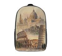 POLIUAWS School Backpack for Girls Rome Timeless Landmarks Backpack 3D Printed Boy Girl School Backpack Casual Daypack Lightweight Rucksack for Middle School Students 17inch