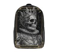 POLIUAWS School Backpack for Girls Royal Skull Majesty Backpack 3D Printed Boy Girl School Backpack Casual Daypack Lightweight Rucksack for Middle School Students 17inch