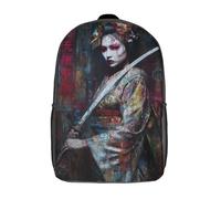 POLIUAWS School Backpack for Girls Samurai Beauty Backpack 3D Printed Boy Girl School Backpack Casual Daypack Lightweight Rucksack for Middle School Students 17inch