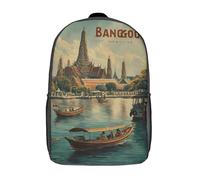 POLIUAWS School Student Backpack Charm of Bangkok Children's Backpacks Children's School Backpack 3D Printed Fashion Travel Rucksacks Boy School Bag 17inch