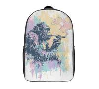 POLIUAWS School Student Backpack Chimp Smoke Art Children's Backpacks Children's School Backpack 3D Printed Fashion Travel Rucksacks Boy School Bag 17inch