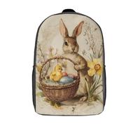 POLIUAWS School Student Backpack Easter Basket with Bunny And Chick Children's Backpacks Children's School Backpack 3D Printed Fashion Travel Rucksacks Boy School Bag 17inch