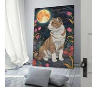 POLIUAWS Scottish Fold Cat Under The Moon Canvas Wall Art Prints Hanging Poster Yoga Studio Room Decor Inner Peace Reiki Wall Art Spiritual Healing Gift for Family Friend 24x36inch(60x90cm)