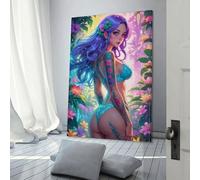 POLIUAWS Sexy Anime Tattoo Girl Abstract Wall Art for Living Room Bedroom Grey Wall Art 08x12inch(20x30cm)