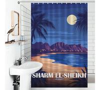 POLIUAWS Sharm El-Sheikh Egypt Travel Shower Curtains Mould Proof Waterproof Polyester Fabric Decor Bath Curtains for Bathroom Wet Room 46.85x70.87Inch（119x180cm）