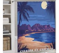 POLIUAWS Sharm El-Sheikh Egypt Travel Shower Curtains Mould Proof Waterproof Polyester Fabric Modern Fabric Bathroom Decor Set for Bathroom with Hooks 69.69x70.87Inch（177x180cm）