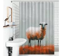 POLIUAWS Sheep in A Field 100% Polyester Fabric Washable Decor Bath Curtains for Bathroom Wet Room 46.85x70.87Inch（119x180cm）