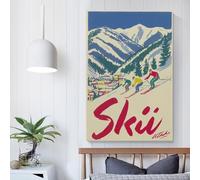 POLIUAWS Ski Utah Adventure Artwork for Living Room Animal Lovers 3d Wall Art for Living Room Children Girl Boys Birthday Party Gift 12x18inch(30x45cm)