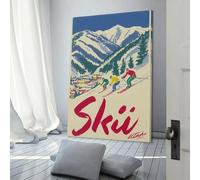 POLIUAWS Ski Utah Adventure Canvas Pictures for Wall Animal Art Canvas Wall Art for Rustic Bath Decor 20x30inch(50x75cm)