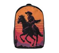 POLIUAWS Skull Cowboy Ride School Backpack 3D Printed Children's Backpacks Bag Bookbag for Kids Boy Girl Book Bags Kids School Bag Travel Rucksacks 17inch