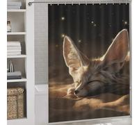 POLIUAWS Sleeping Fennec Fox in The Desert Fabric Polyester Bathroom Curtains Modern Art for Bathroom Wet Room 64.17x70.87Inch（163x180cm）