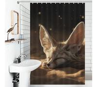 POLIUAWS Sleeping Fennec Fox in The Desert Shower Curtain Waterproof Mould 100% Polyester Fabric Washable Bathroom Decor Curtains for Bathroom Wet Room 46.85x70.87Inch（119x180cm）