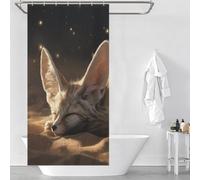 POLIUAWS Sleeping Fennec Fox in The Desert Shower Curtains Mould Proof Quick Drying Proof Resistant Bath Curtains for Shower for Bathroom Bathtub Apartment Decor 35.43x70.87Inch（90x180cm）