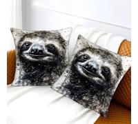 POLIUAWS Sloth Slow And Steady Square Pillows for Living Room Wrinkle Pillow Covers Pack of 2 40x40cm