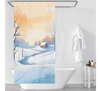 POLIUAWS Snowy Dreams 100% Polyester Fabric Washable Decor Bath Curtains for Shower Bath Curtain Wet Room 35.43x70.87Inch（90x180cm）