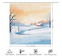 POLIUAWS Snowy Dreams Washable Waterproof Cloth Fabric Shower Curtains Set with 12 Hooks for Bathroom Wet Room 69.69x70.87Inch（177x180cm）